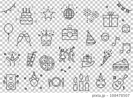 パーティー関連のイラストセット パーティー関連のイラストセット 108478507
