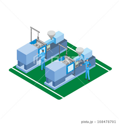 射出成形工場で働く作業員 108478701