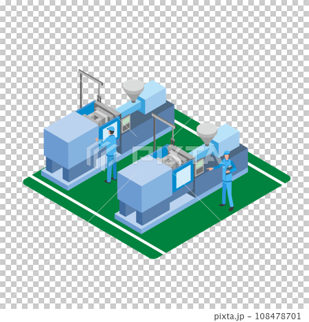 射出成形工場で働く作業員 108478701
