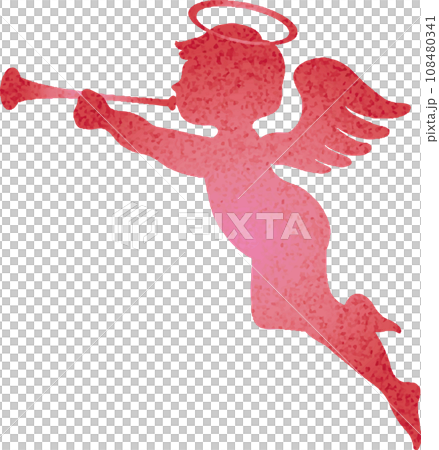 天使吹喇叭剪影水彩閃光閃光情人節聖誕插畫素材 天使吹喇叭剪影水彩閃光閃光情人節聖誕插畫素材 108480341