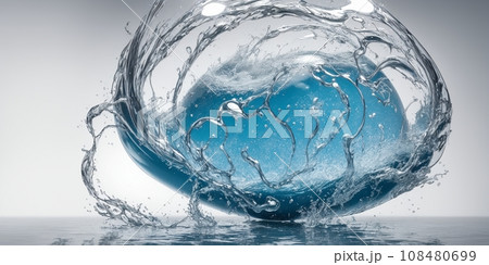 何もない空間に浮かぶ水の塊 何もない空間に浮かぶ水の塊 108480699