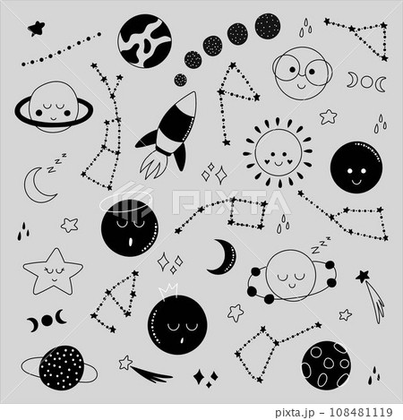 set of childrens space illustrations 108481119