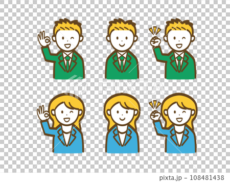 Simple male and female businessman pose illustration set 4 Simple male and female businessman pose illustration set 4 108481438