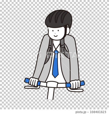 ヘルメットを被ってスポーツ自転車をこぐ男子高生のイラスト素材 108481823