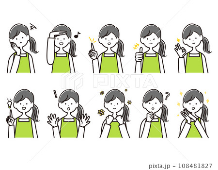 エプロンをした女性のイラスト素材セット 108481827