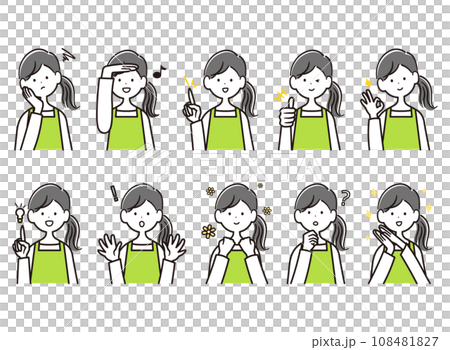 Illustration material set of a woman wearing an apron 108481827