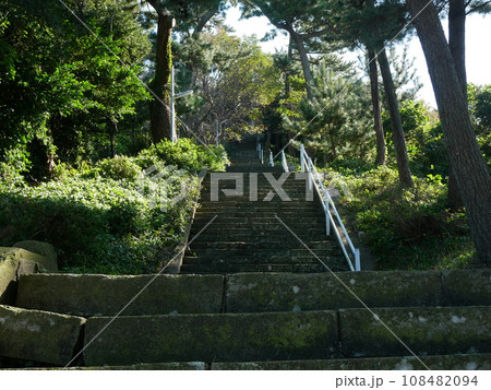 三重県鳥羽市神島　八代神社の階段 108482094
