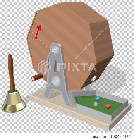 現實的彩票盒撥浪鼓手鈴聲向量圖 108482426