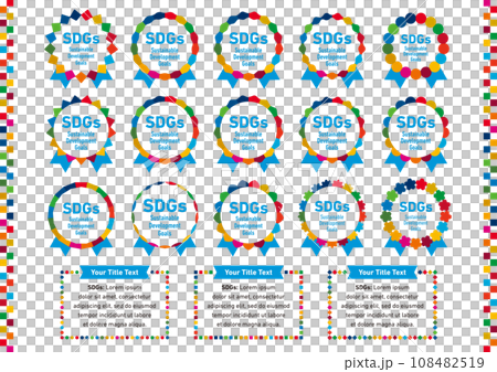 玫瑰花插圖集，靈感來自 SDGs 標記圖標和文本 108482519