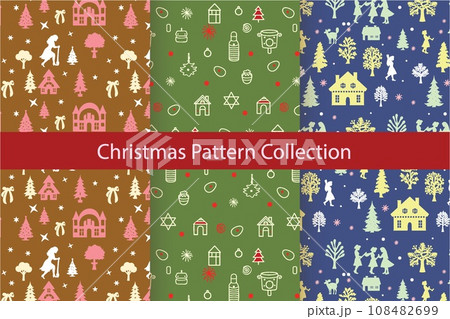 Christmas Pattern Collection, Festive Designs in Red, Green, and Blue 108482699