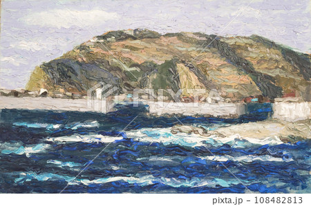 島と海　油絵 108482813