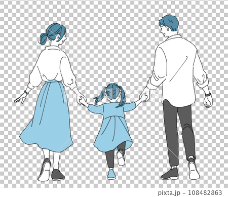 手を繋ぐ仲良しの家族 108482863