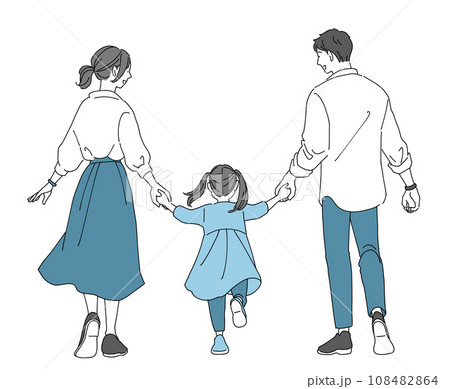 手を繋ぐ仲良しの家族 108482864
