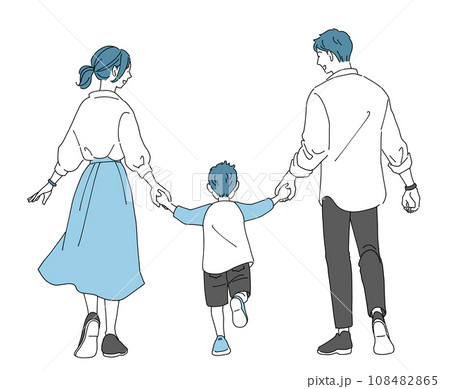 手を繋ぐ仲良しの家族 108482865