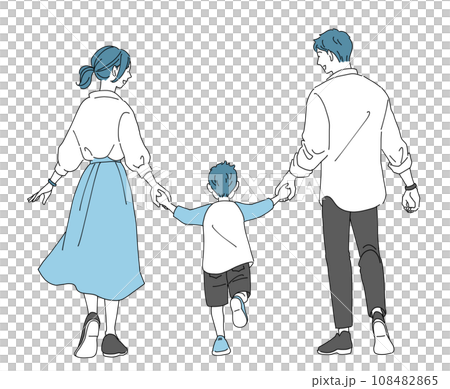 手を繋ぐ仲良しの家族 108482865