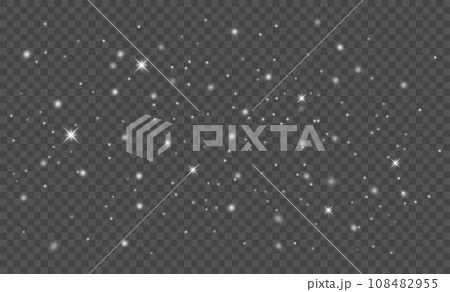 Glitter white color particles background effect for luxury greeting card. Christmas glowing light bokeh background texture. 108482955