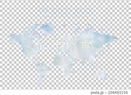 World map illustration with watercolor touch, hand-drawn world map with beautiful blurring 108483150