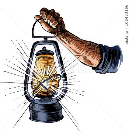Hand holding a lantern. Hand-drawn illustration Hand holding a lantern. Hand-drawn illustration 108483166