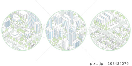 街並みの立体図. 都市の景観.  108484076