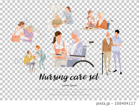 Vector illustration material: Nursing care, work, people set 108484117