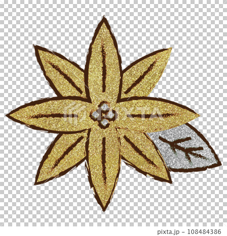 Illustration material Poinsettia hand-painted silver gold 108484386