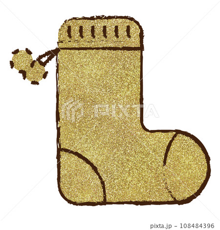 イラスト素材　靴下　手描き　ゴールド 108484396