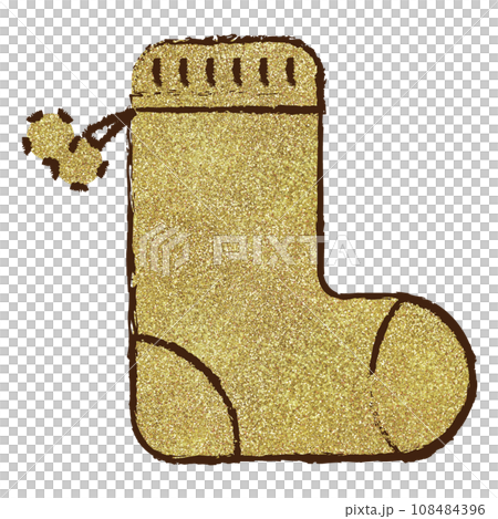 イラスト素材　靴下　手描き　ゴールド 108484396