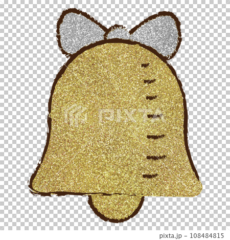 Illustration material Christmas bell ribbon hand-painted silver gold Illustration material Christmas bell ribbon hand-painted silver gold 108484815