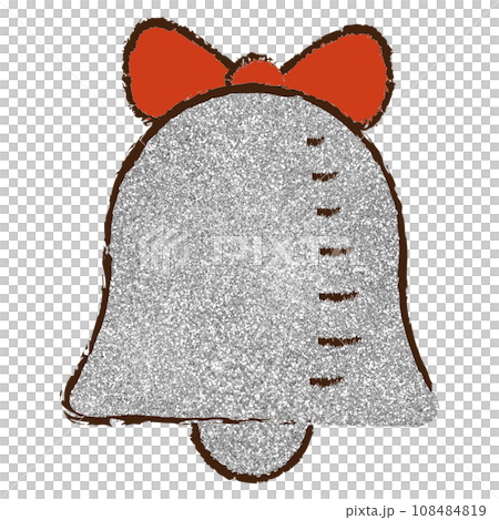 Illustration material Christmas bell ribbon hand-painted silver 108484819