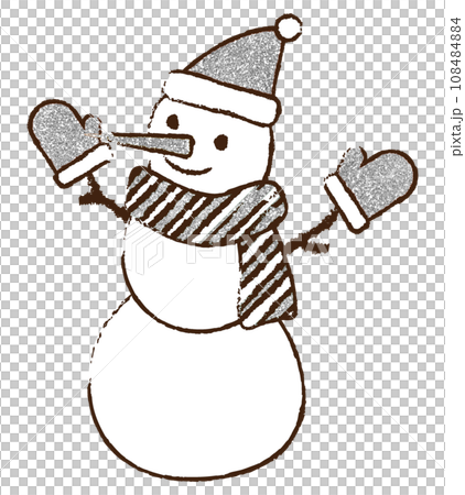 イラスト素材 雪だるま 手描き シルバー イラスト素材 雪だるま 手描き シルバー 108484884
