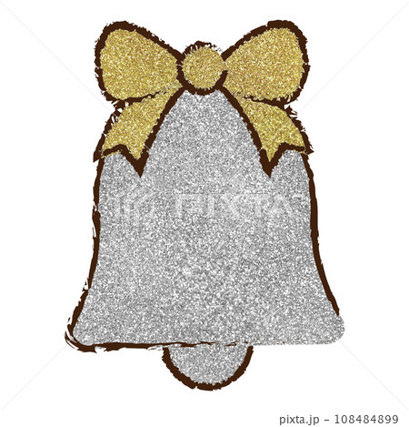 イラスト素材 クリスマス ベル リボン 手描き シルバー ゴールド イラスト素材 クリスマス ベル リボン 手描き シルバー ゴールド 108484899