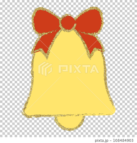 Illustration material Christmas bell ribbon hand drawn gold Illustration material Christmas bell ribbon hand drawn gold 108484903