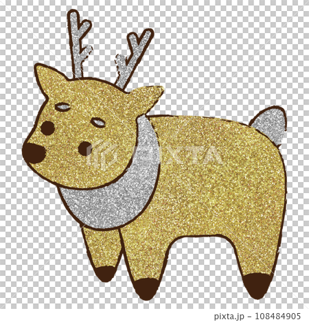 Illustration material Christmas reindeer hand-painted gold silver Illustration material Christmas reindeer hand-painted gold silver 108484905