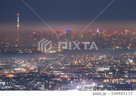 《東京都》東京遠景都市夜景・山間部から眺め 《東京都》東京遠景都市夜景・山間部から眺め 108485117