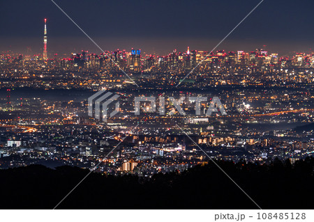 《東京都》東京遠景都市夜景・山間部から眺め 《東京都》東京遠景都市夜景・山間部から眺め 108485128