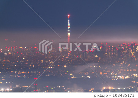 《東京都》東京遠景都市夜景・山間部から眺め 《東京都》東京遠景都市夜景・山間部から眺め 108485173
