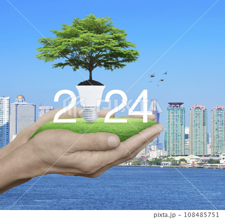 Happy new year 2024 ecological cover concept Happy new year 2024 ecological cover concept 108485751