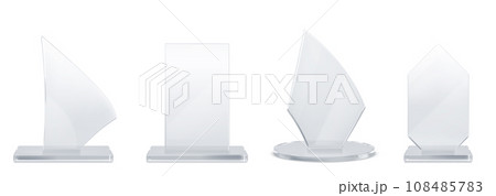 Glass trophies set isolated on white background Glass trophies set isolated on white background 108485783