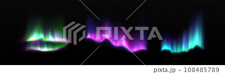 Colorful aurora borealis with neon glowing effect Colorful aurora borealis with neon glowing effect 108485789