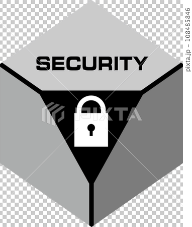 用堅固的塊和鑰匙表示的安全標記 用堅固的塊和鑰匙表示的安全標記 108485846