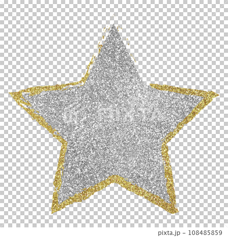 イラスト素材　キラキラした星　手描き　シルバー　ゴールド　 108485859