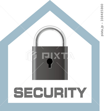 頑丈なハウスと鍵で表現したセキュリティマーク 108485860