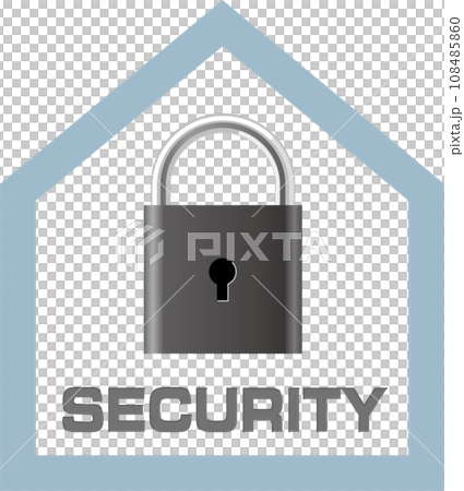 頑丈なハウスと鍵で表現したセキュリティマーク 108485860