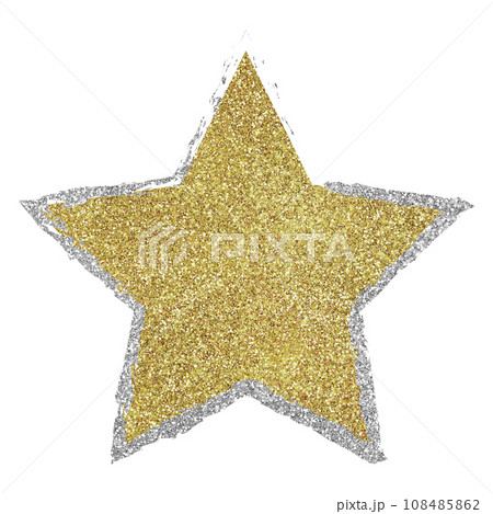 イラスト素材　キラキラした星　手描き　シルバー　ゴールド　 108485862