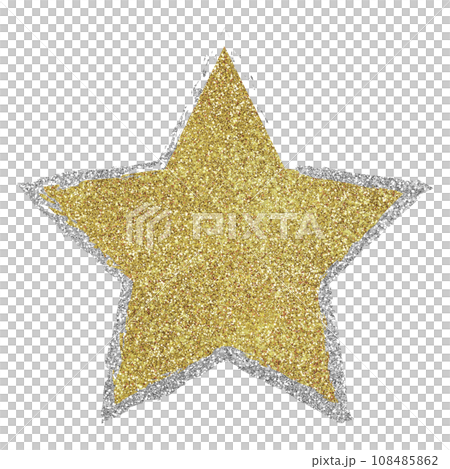 イラスト素材　キラキラした星　手描き　シルバー　ゴールド　 108485862