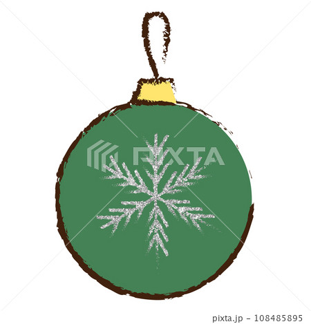 イラスト素材 クリスマスオーナメント 手描き 緑 シルバー イラスト素材 クリスマスオーナメント 手描き 緑 シルバー 108485895