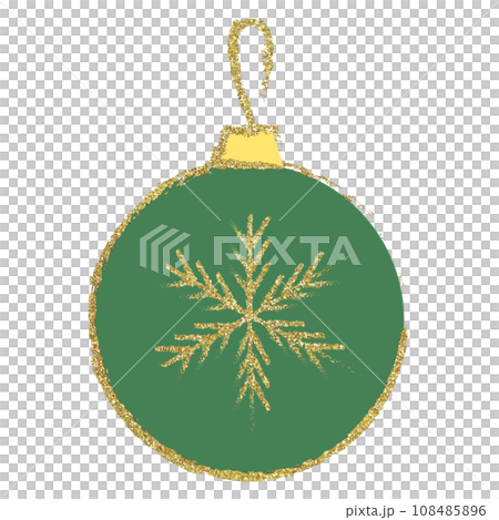 イラスト素材 クリスマスオーナメント 手描き 緑 ゴールド イラスト素材 クリスマスオーナメント 手描き 緑 ゴールド 108485896