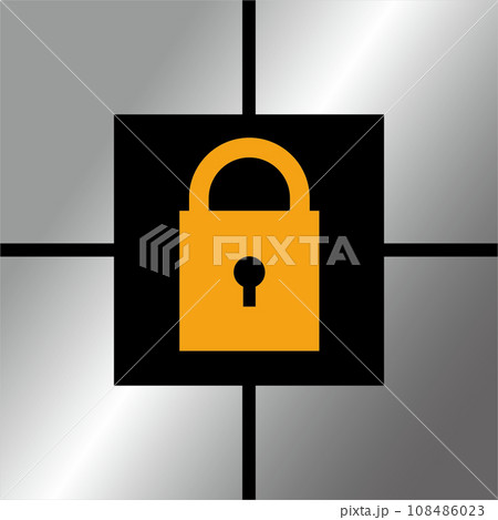 頑丈なブロックで囲まれた鍵で表現したセキュリティマーク 108486023