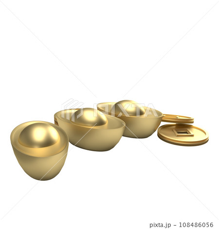 The gold Chinese money png image 3d rendering 108486056