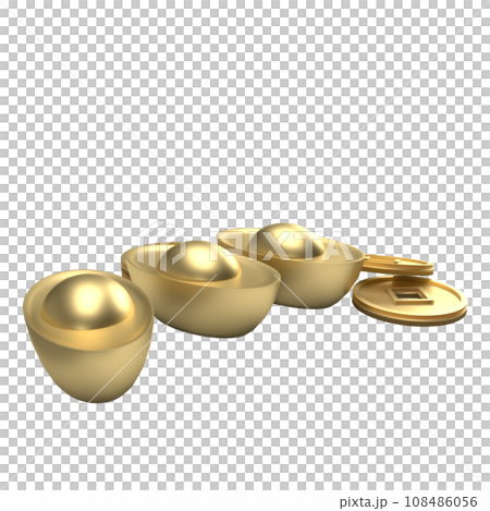 The gold Chinese money png image 3d rendering 108486056